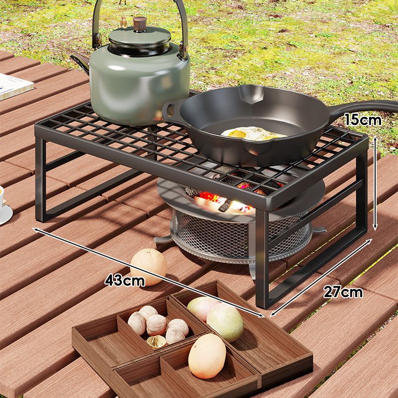 Εξωτερική βάση φούρνου για κάμπινγκ — φορητή σχάρα με επεκτεινόμενη μεταλλική σχάρα για κατσαρόλες (Μάρκα: Mugg, Υλικό: Σίδηρος τέχνης, Σχήμα: Ορθογώνιο, Λειτουργία: Πολλαπλών χρήσεων, Κατηγορία: Ψησταριά, δίχτυ)