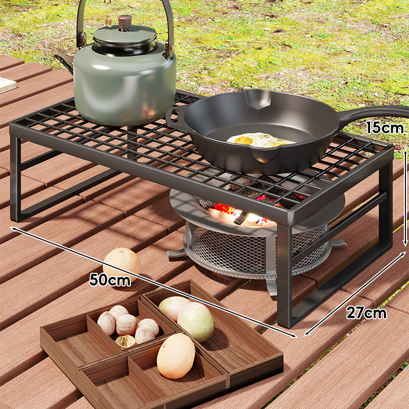 Εξωτερική βάση φούρνου για κάμπινγκ — φορητή σχάρα με επεκτεινόμενη μεταλλική σχάρα για κατσαρόλες (Μάρκα: Mugg, Υλικό: Σίδηρος τέχνης, Σχήμα: Ορθογώνιο, Λειτουργία: Πολλαπλών χρήσεων, Κατηγορία: Ψησταριά, δίχτυ)