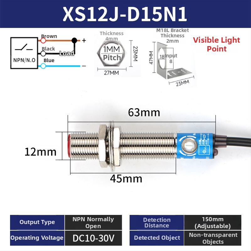 M18 laser senzor SYM18J-D50N1 difúzny infračervený fotoelektrický spínač, IP66