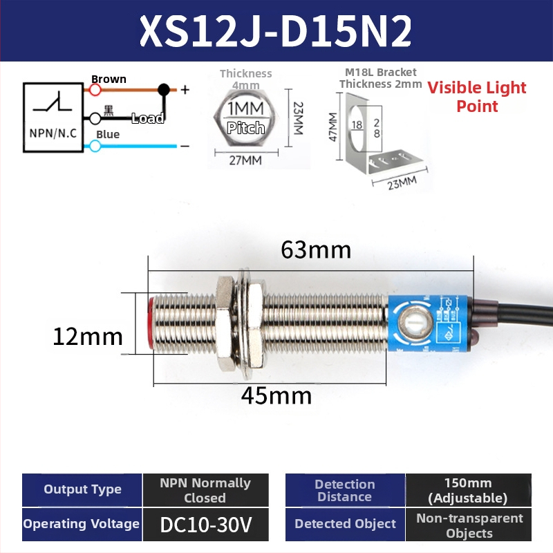 M18 laser senzor SYM18J-D50N1 difúzny infračervený fotoelektrický spínač, IP66