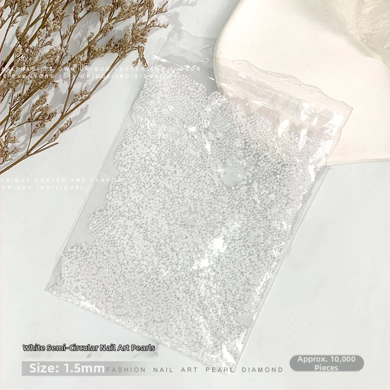 Rose forest set perli za nokte — polukružne ravne perle, Materijali: plast, perla, smola, Uzorak: cvijeće, ljubav, kap vode