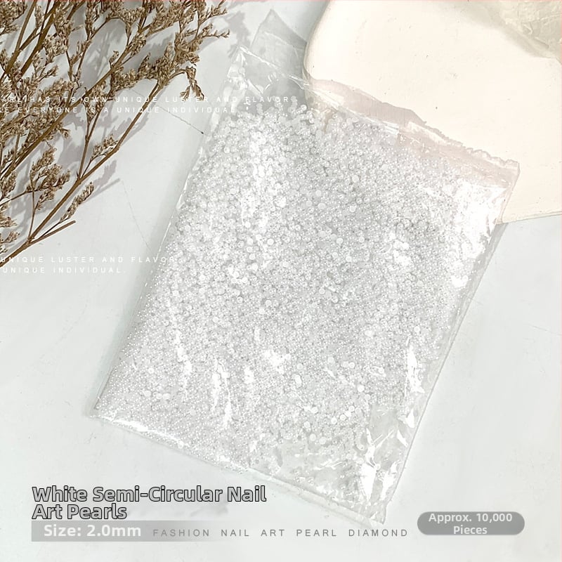 Rose forest set perli za nokte — polukružne ravne perle, Materijali: plast, perla, smola, Uzorak: cvijeće, ljubav, kap vode