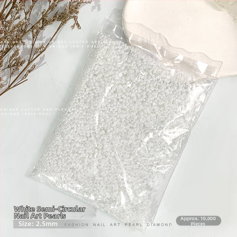 Rose forest set perli za nokte — polukružne ravne perle, Materijali: plast, perla, smola, Uzorak: cvijeće, ljubav, kap vode