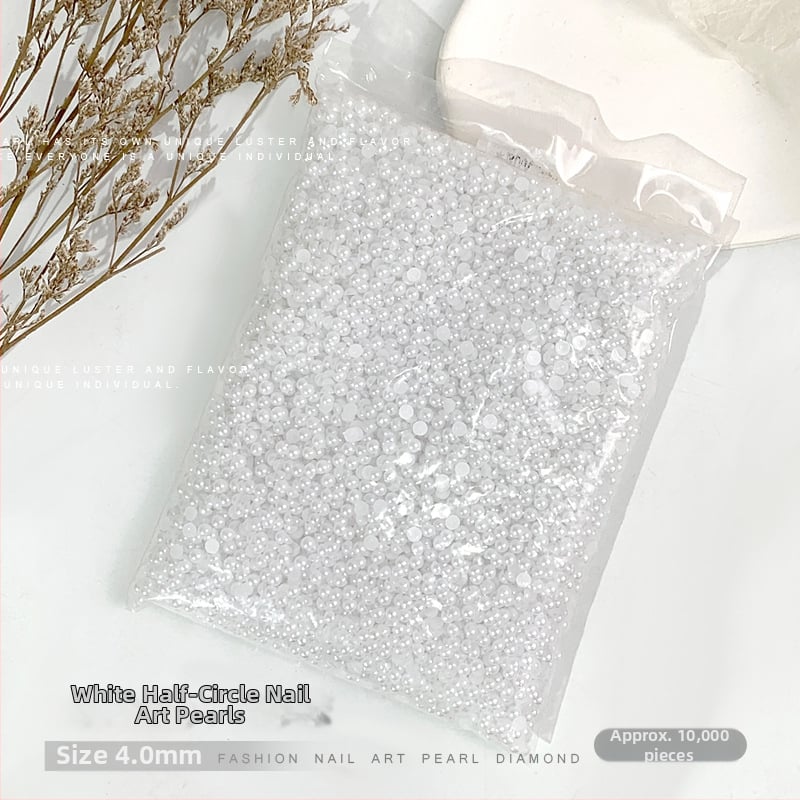 Rose forest set perli za nokte — polukružne ravne perle, Materijali: plast, perla, smola, Uzorak: cvijeće, ljubav, kap vode