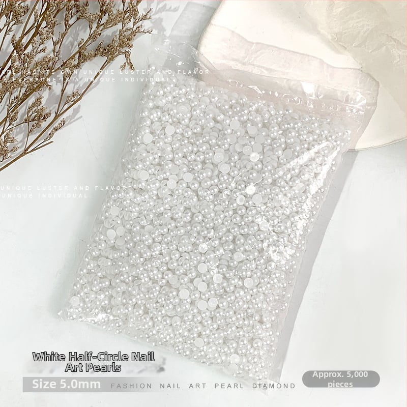 Rose forest set perli za nokte — polukružne ravne perle, Materijali: plast, perla, smola, Uzorak: cvijeće, ljubav, kap vode