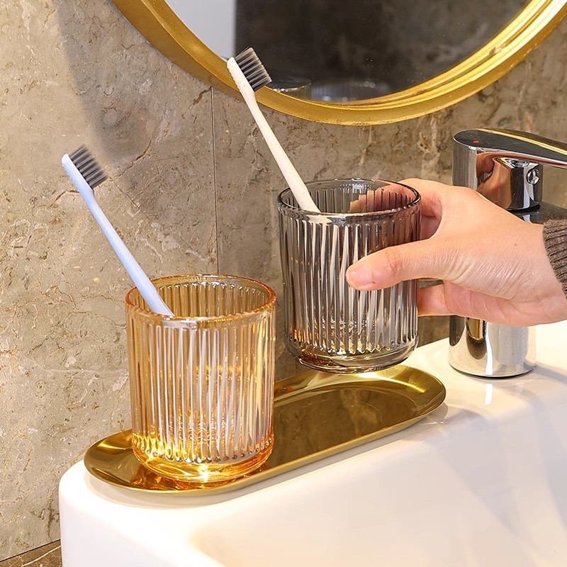 Стъклен комплект чаши за четки за зъби с лого – Huazhu, за дома и хотелска употреба, лукс в лек стил