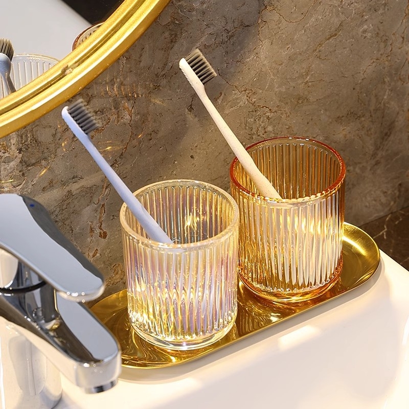 Стъклен комплект чаши за четки за зъби с лого – Huazhu, за дома и хотелска употреба, лукс в лек стил