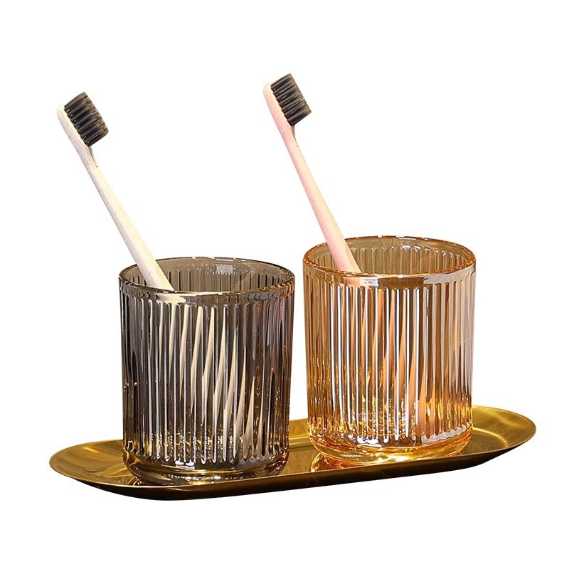 Стъклен комплект чаши за четки за зъби с лого – Huazhu, за дома и хотелска употреба, лукс в лек стил