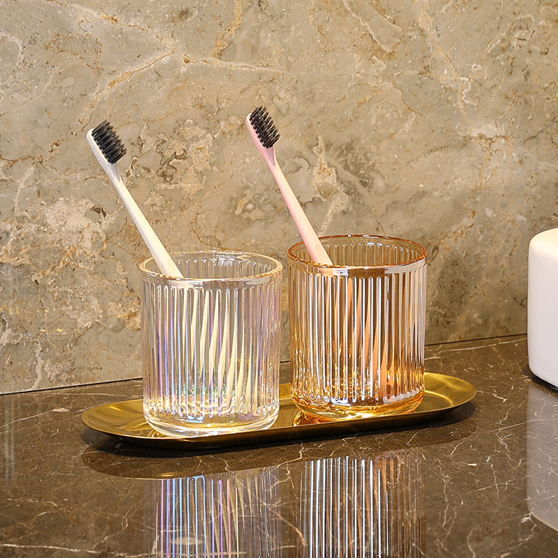 Стъклен комплект чаши за четки за зъби с лого – Huazhu, за дома и хотелска употреба, лукс в лек стил