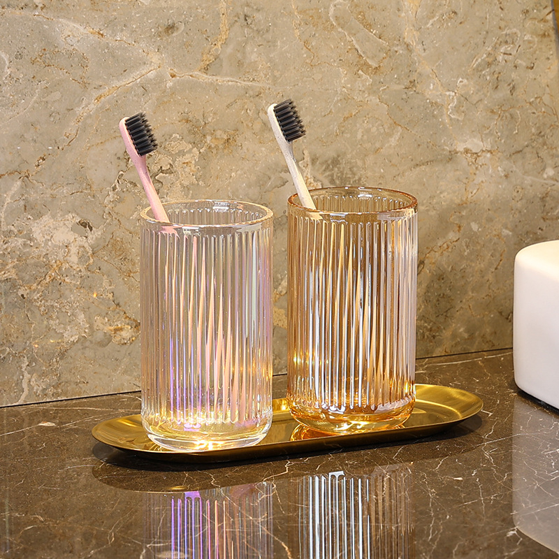 Стъклен комплект чаши за четки за зъби с лого – Huazhu, за дома и хотелска употреба, лукс в лек стил