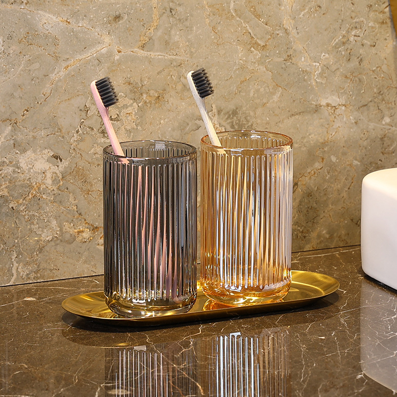 Стъклен комплект чаши за четки за зъби с лого – Huazhu, за дома и хотелска употреба, лукс в лек стил
