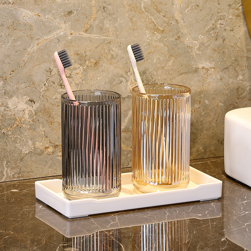 Стъклен комплект чаши за четки за зъби с лого – Huazhu, за дома и хотелска употреба, лукс в лек стил