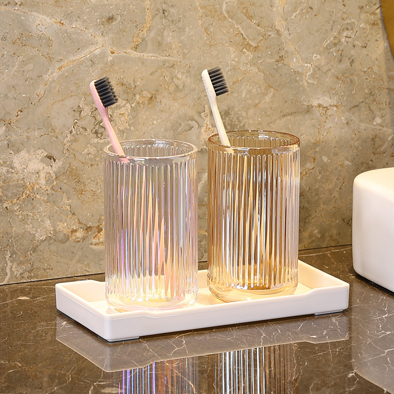 Стъклен комплект чаши за четки за зъби с лого – Huazhu, за дома и хотелска употреба, лукс в лек стил