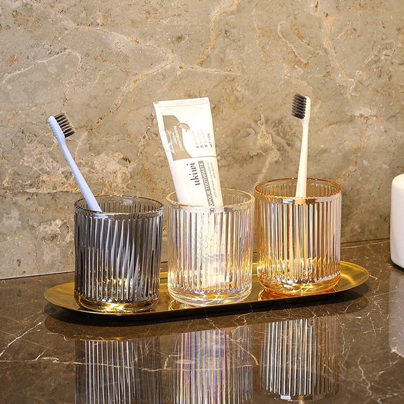 Стъклен комплект чаши за четки за зъби с лого – Huazhu, за дома и хотелска употреба, лукс в лек стил