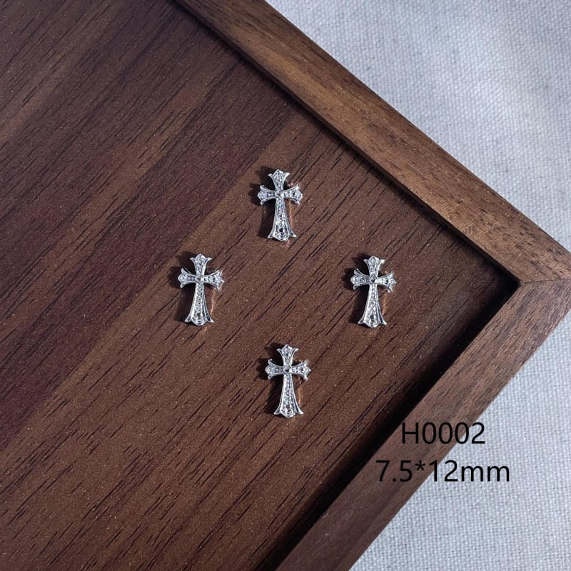Nail art metalni dodaci s križem – mika prah, lančani uzorak, sladak retro punk stil
