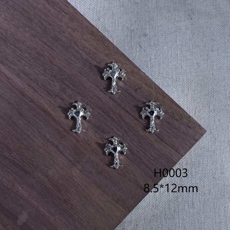 Nail art metalni dodaci s križem – mika prah, lančani uzorak, sladak retro punk stil
