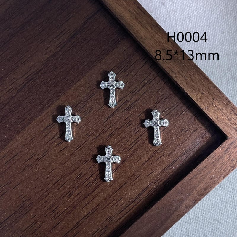 Nail art metalni dodaci s križem – mika prah, lančani uzorak, sladak retro punk stil