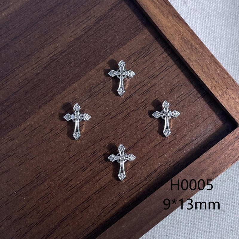 Nail art metalni dodaci s križem – mika prah, lančani uzorak, sladak retro punk stil