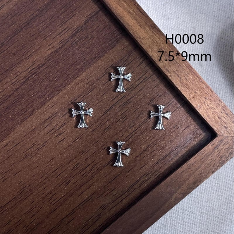 Nail art metalni dodaci s križem – mika prah, lančani uzorak, sladak retro punk stil