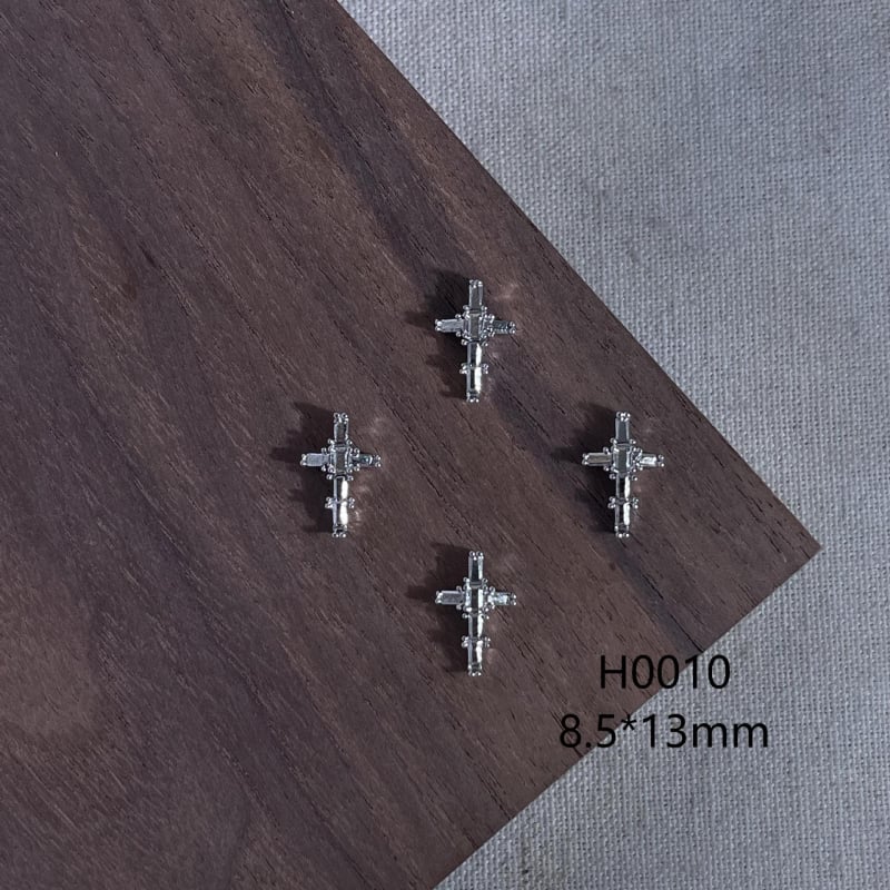 Nail art metalni dodaci s križem – mika prah, lančani uzorak, sladak retro punk stil