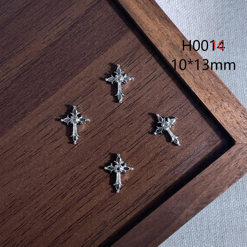 Nail art metalni dodaci s križem – mika prah, lančani uzorak, sladak retro punk stil