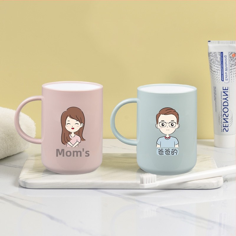 Sada pohárov na zubnú kefku a ústnu vodu pre rodičov a dieťa, rodinný set pre 3–5 členov, plast