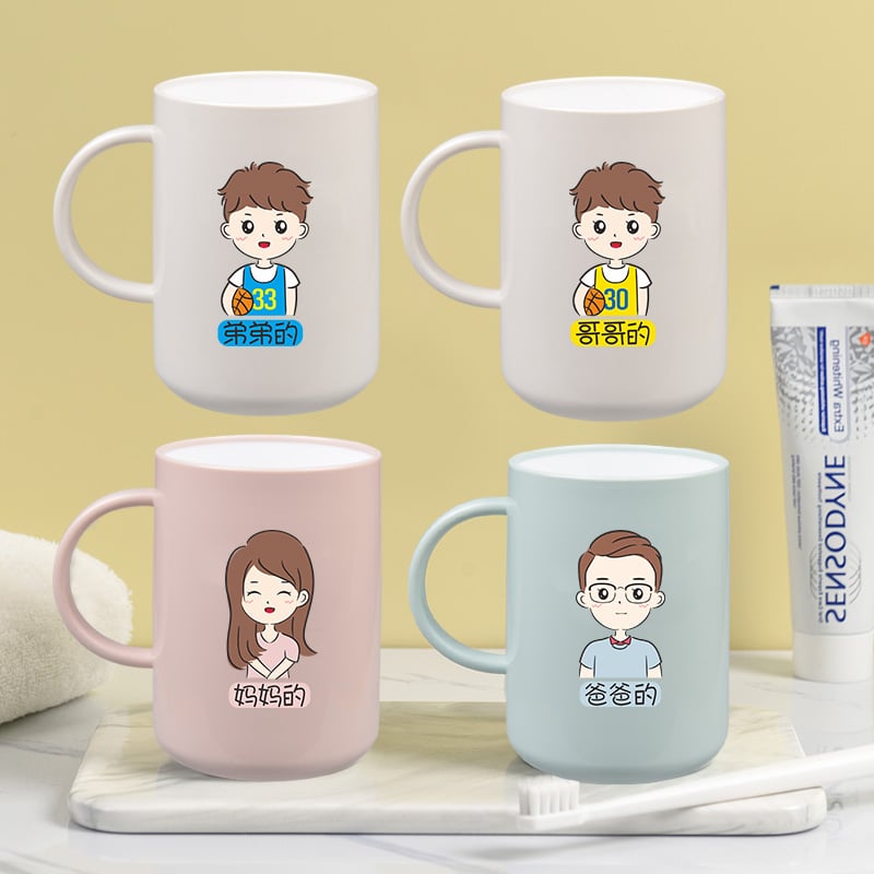 Сет чаши за зъби и уста за родител и дете, семейна комплектация за 3–5 души, пластмасов