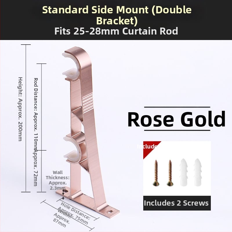 Držač za zavjese, aluminijska legura, rimski štapić, zidni, dvostruki štapić