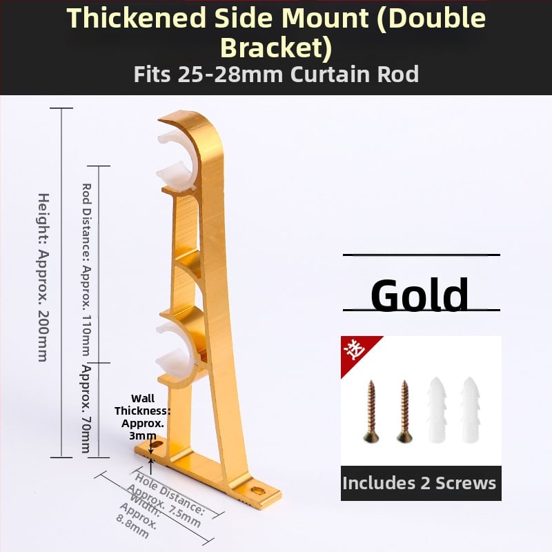Držač za zavjese, aluminijska legura, rimski štapić, zidni, dvostruki štapić