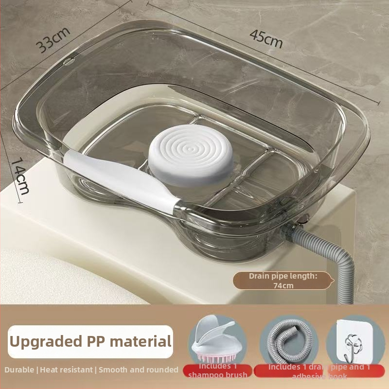 Domáci plastový šampónový bazén na umývanie vlasov v ležiacej polohe — pre seniorov, tehotné a pacientov v starostlivosti v posteli (Materiál: Plast; Značka: Iné; Špecifikácia: 1)