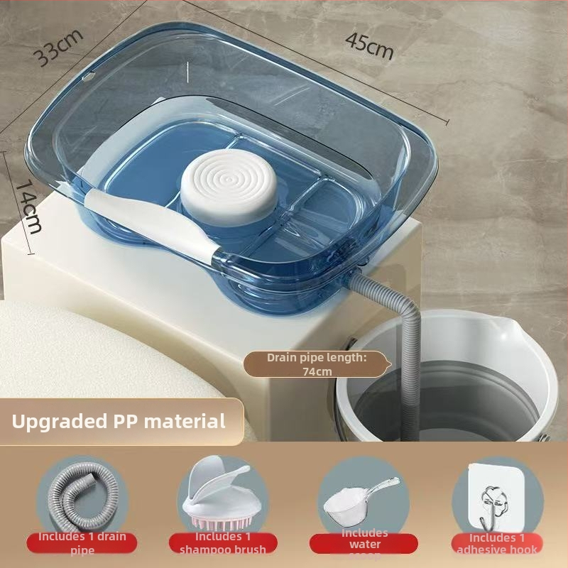 Domáci plastový šampónový bazén na umývanie vlasov v ležiacej polohe — pre seniorov, tehotné a pacientov v starostlivosti v posteli (Materiál: Plast; Značka: Iné; Špecifikácia: 1)
