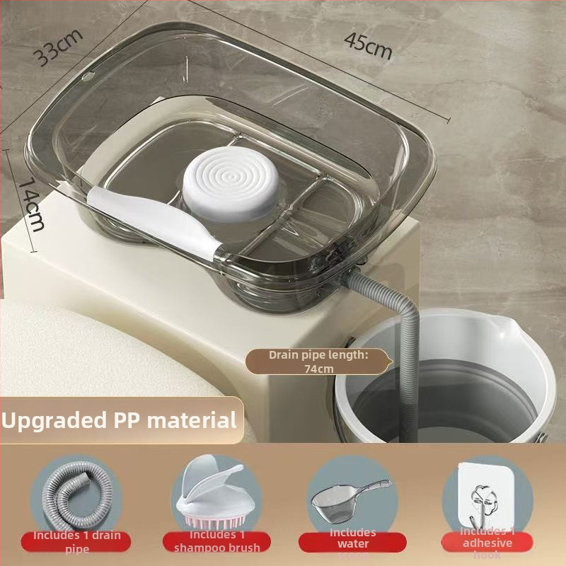 Domáci plastový šampónový bazén na umývanie vlasov v ležiacej polohe — pre seniorov, tehotné a pacientov v starostlivosti v posteli (Materiál: Plast; Značka: Iné; Špecifikácia: 1)
