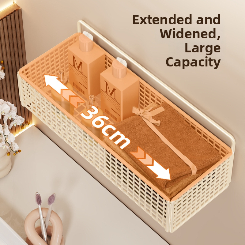 Ράφι αποθήκευσης μπάνιου τοίχου, εγκατάσταση χωρίς διάτρηση, απλό στυλ, μοντέλο 2350959837942220544