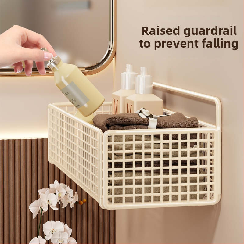 Ράφι αποθήκευσης μπάνιου τοίχου, εγκατάσταση χωρίς διάτρηση, απλό στυλ, μοντέλο 2350959837942220544