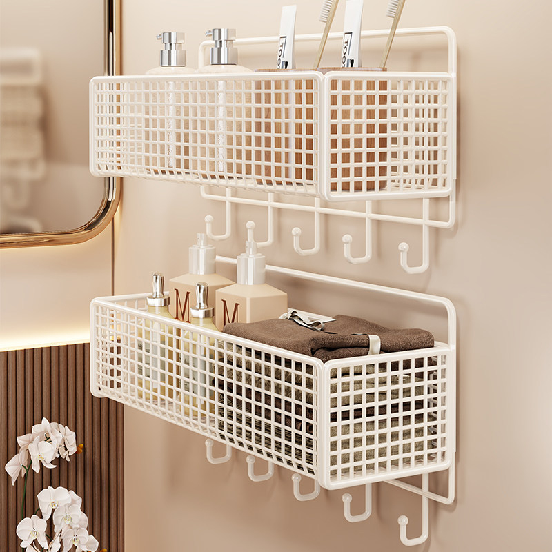 Ράφι αποθήκευσης μπάνιου τοίχου, εγκατάσταση χωρίς διάτρηση, απλό στυλ, μοντέλο 2350959837942220544