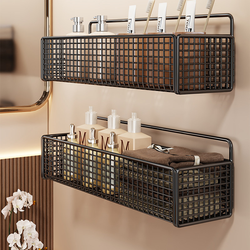 Ράφι αποθήκευσης μπάνιου τοίχου, εγκατάσταση χωρίς διάτρηση, απλό στυλ, μοντέλο 2350959837942220544