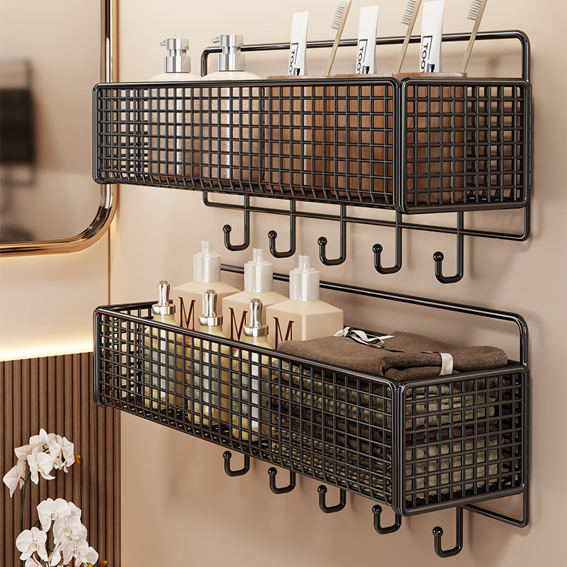 Ράφι αποθήκευσης μπάνιου τοίχου, εγκατάσταση χωρίς διάτρηση, απλό στυλ, μοντέλο 2350959837942220544