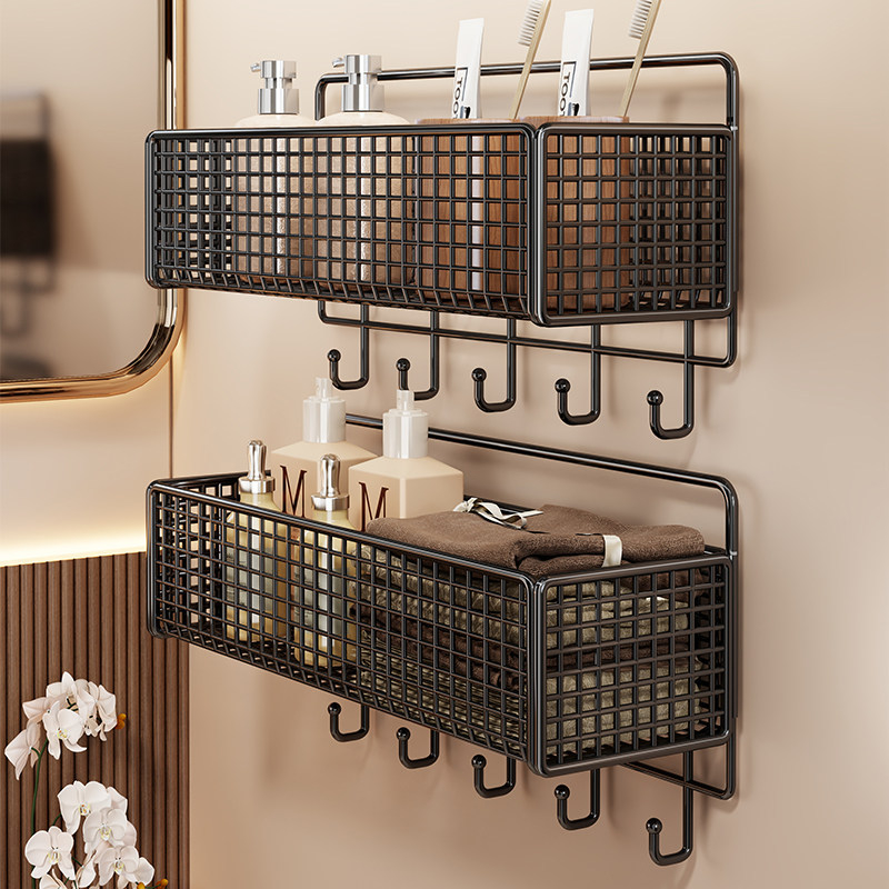 Ράφι αποθήκευσης μπάνιου τοίχου, εγκατάσταση χωρίς διάτρηση, απλό στυλ, μοντέλο 2350959837942220544