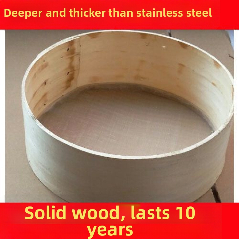 Ručne vyrobený drevený sito na múku s okrúhlym košíkom – vidiecky štýl