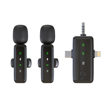 Lavalier μικρόφωνο J86, Bluetooth 5.1, 2 κανάλια, εύρος συχνοτήτων 20 Hz–20 kHz, ενσωματωμένη μπαταρία 50–100 mAh, αυτονομία 6–8 ώρες, 3-σε-1 για κινητό, κάμερα και ήχο