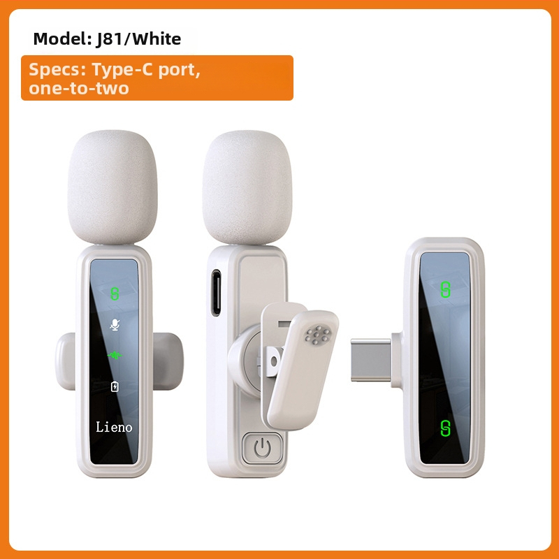 Lavalier mikrofónový systém J86, Bluetooth 5.1, 2 kanály, frekvenčné rozpätie 20 Hz–20 kHz, zabudovaná batéria 50–100 mAh, výdrž 6–8 h, 3 v 1 pre telefón, fotoaparát a zvuk