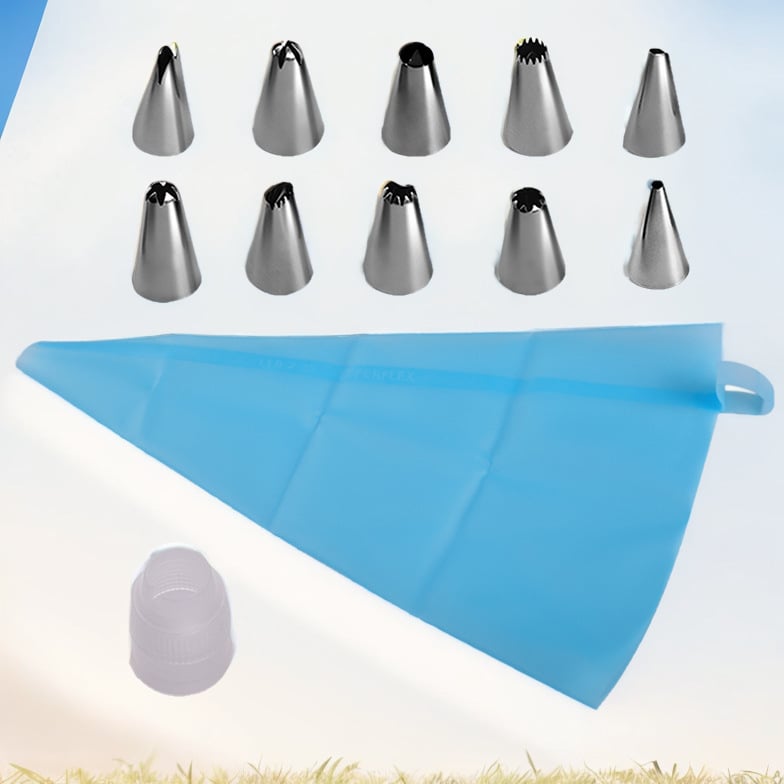 Комплект дюзи за шприцване от неръждаема стомана, 12–50 части, за декориране с пош и печене