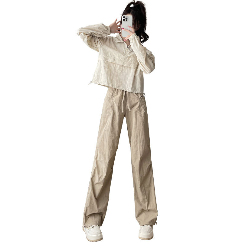 Set casual de lucru pentru femei – Toamnă 2024, țesătură poliester, compoziție principală: nailon 95%+, mâneci lungi, croială lejeră, stil casual, potrivit pentru badminton, tenis și volei