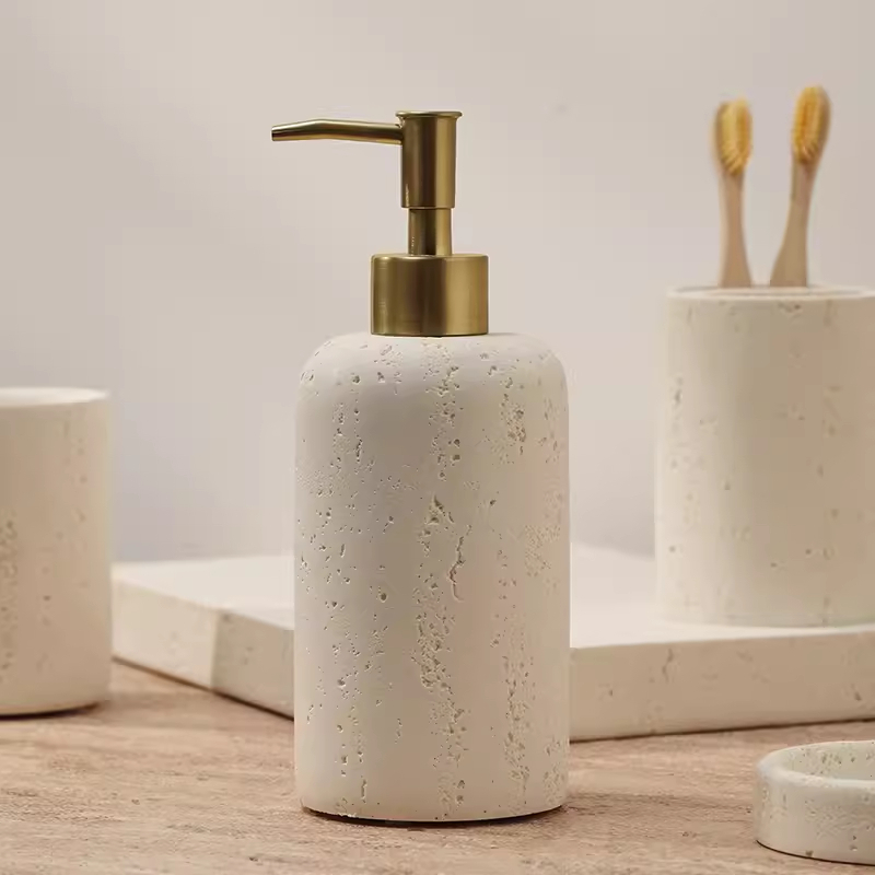 Pumpa boca inspirirana travertinom za hotelske toaletne potrepštine — putna bočica za dezinfekciju ruku, losion, šampon i gel za tuširanje