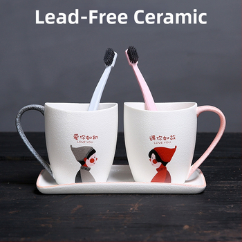 Europski minimalistički set čašica za četkicu i ispiranje usta za parove, keramički materijal