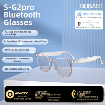 Bluetooth pametne naočale s AI prijevodom i simultanim prevođenjem, 2-in-1, bez kamere, baterija 55mAh×2, zaslon 148×150