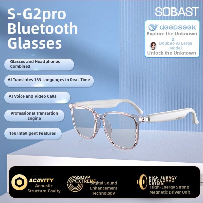 Bluetooth pametne naočale s AI prijevodom i simultanim prevođenjem, 2-in-1, bez kamere, baterija 55mAh×2, zaslon 148×150