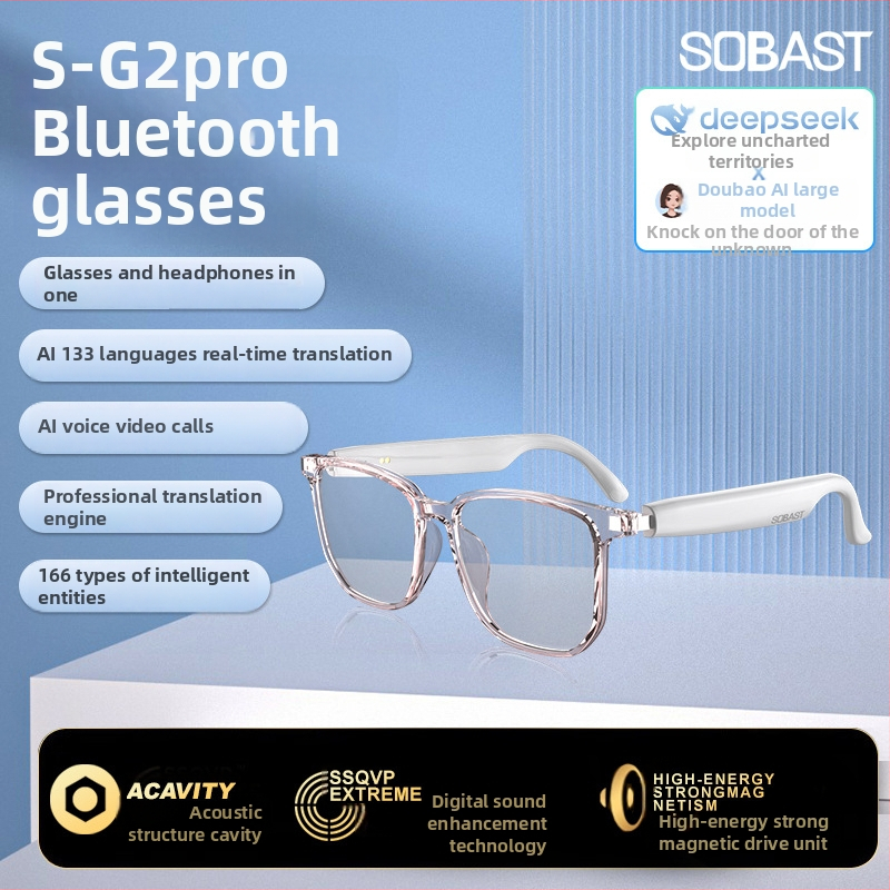 Bluetooth pametne naočale s AI prijevodom i simultanim prevođenjem, 2-in-1, bez kamere, baterija 55mAh×2, zaslon 148×150