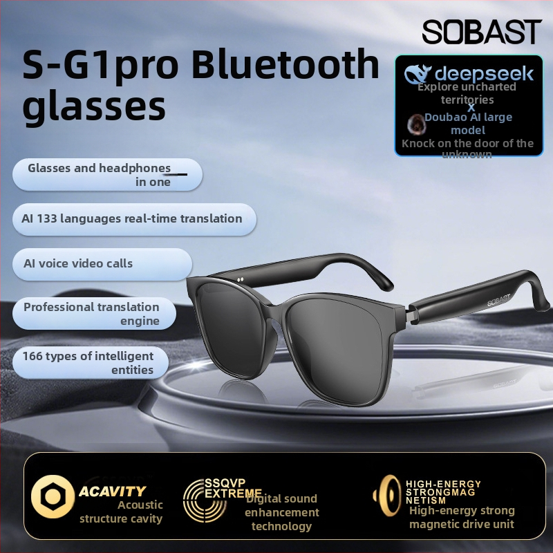 Bluetooth pametne naočale s AI prijevodom i simultanim prevođenjem, 2-in-1, bez kamere, baterija 55mAh×2, zaslon 148×150