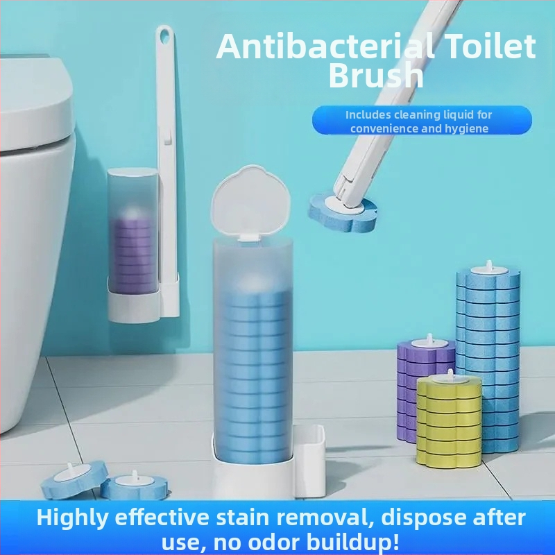 Egyszer használatos WC-kefe készlet, falra szerelhető, mosható, antibakteriális fejűek (24/48/72), illatok: citrom, levendula, óceán